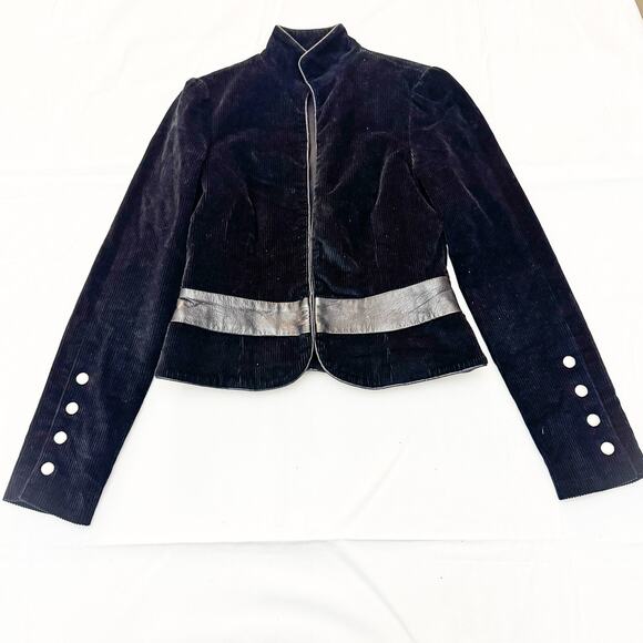 Alice and Olivia Banded Black Military Style Cropped Blazer Jacket Size Small - Picture 1 of 6